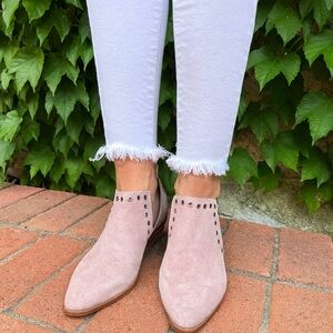REBECCA MINKOFF Mauve Suede Slip-on Suede Booties, 7